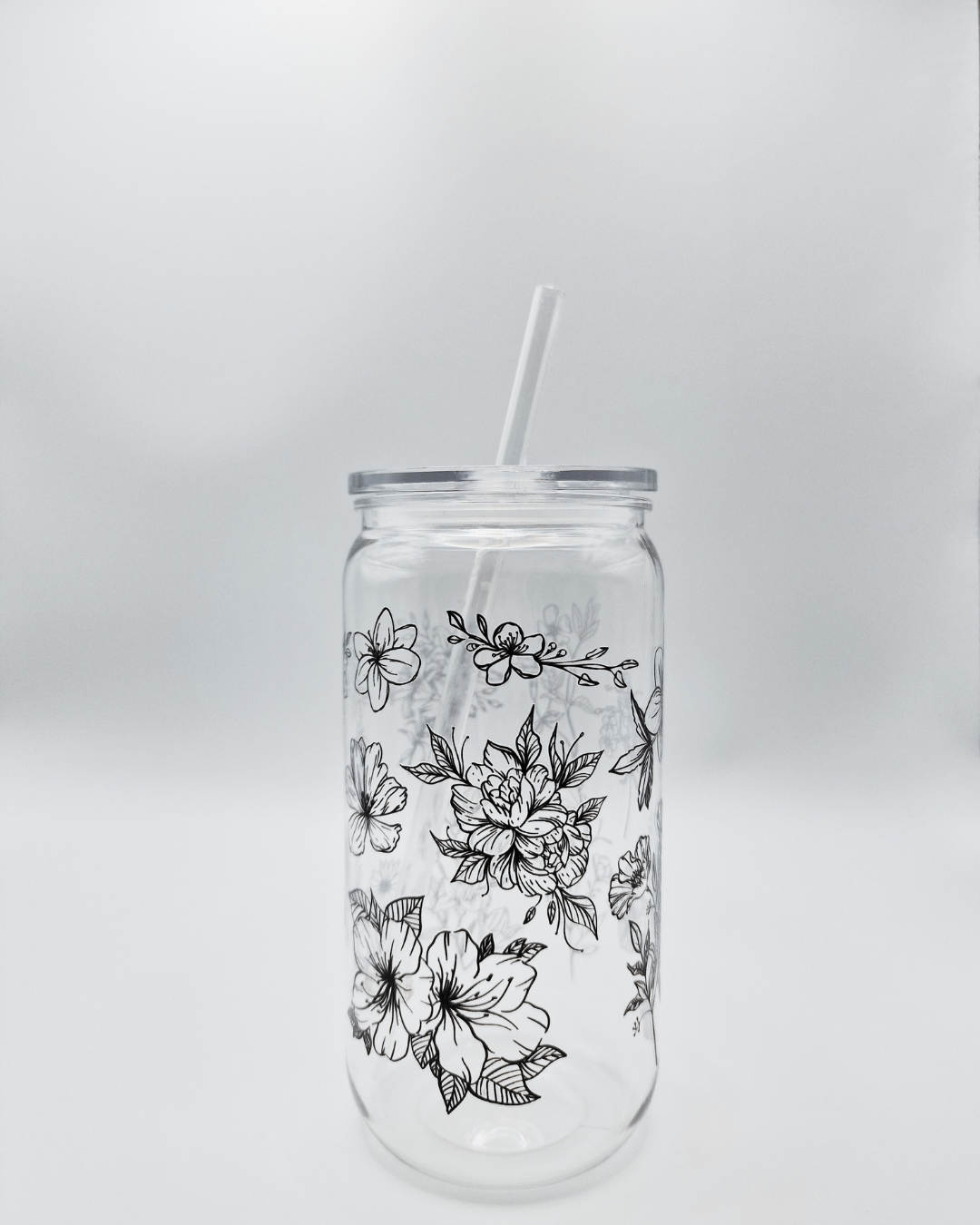 Black Flowers - Plastic Libby Cup