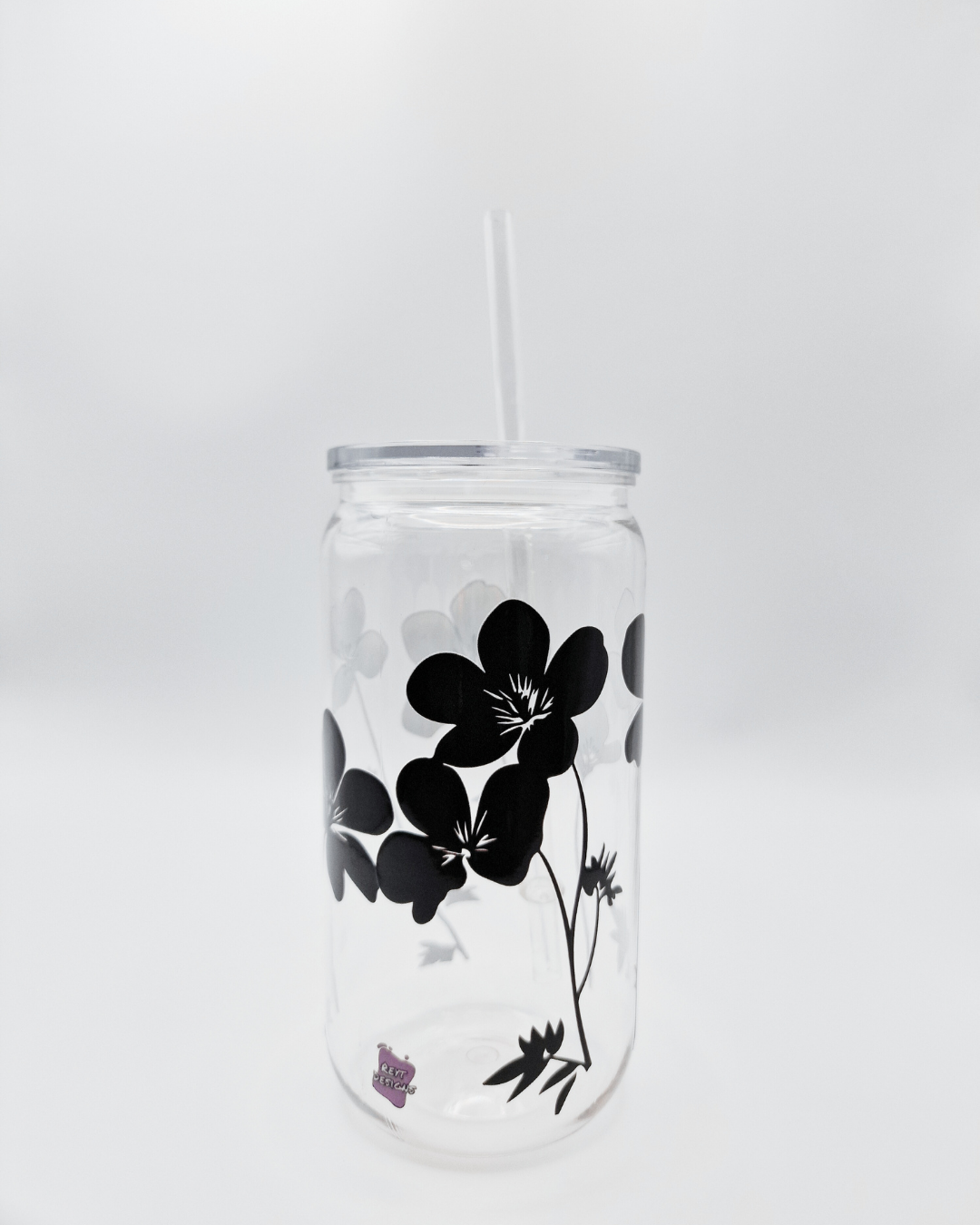 Black Wild Flowers - Plastic Libby Cup