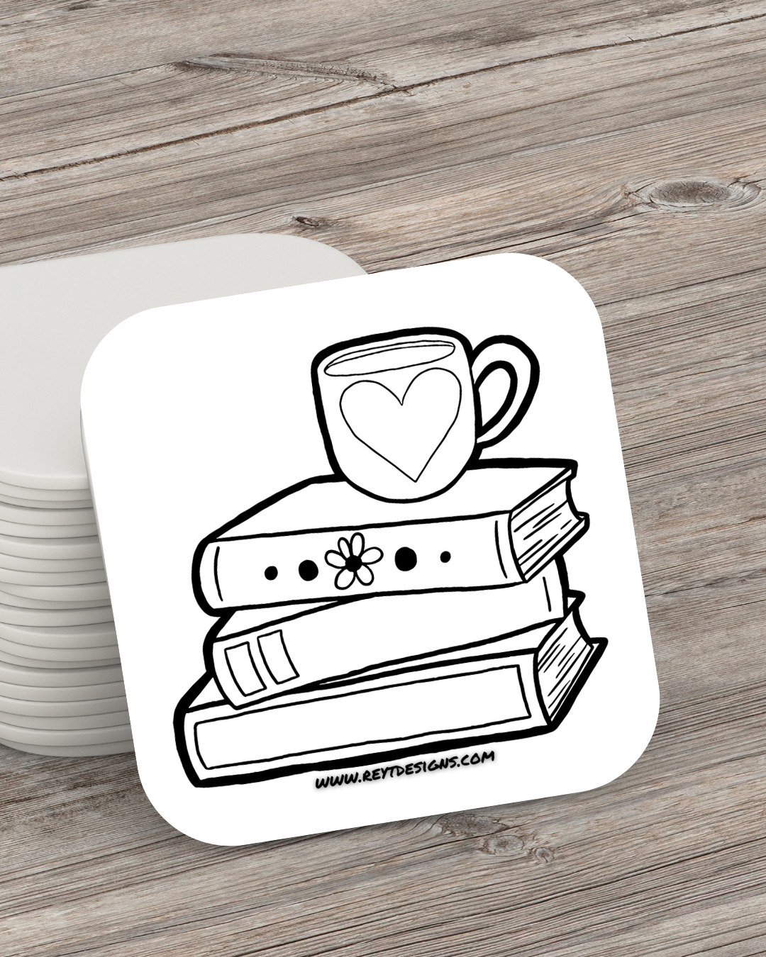 Books & Brew - Square Coaster