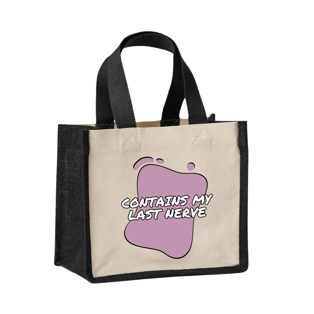 Contains My Last Nerve – Midi Jute & Recycled Cotton Canvas Bag