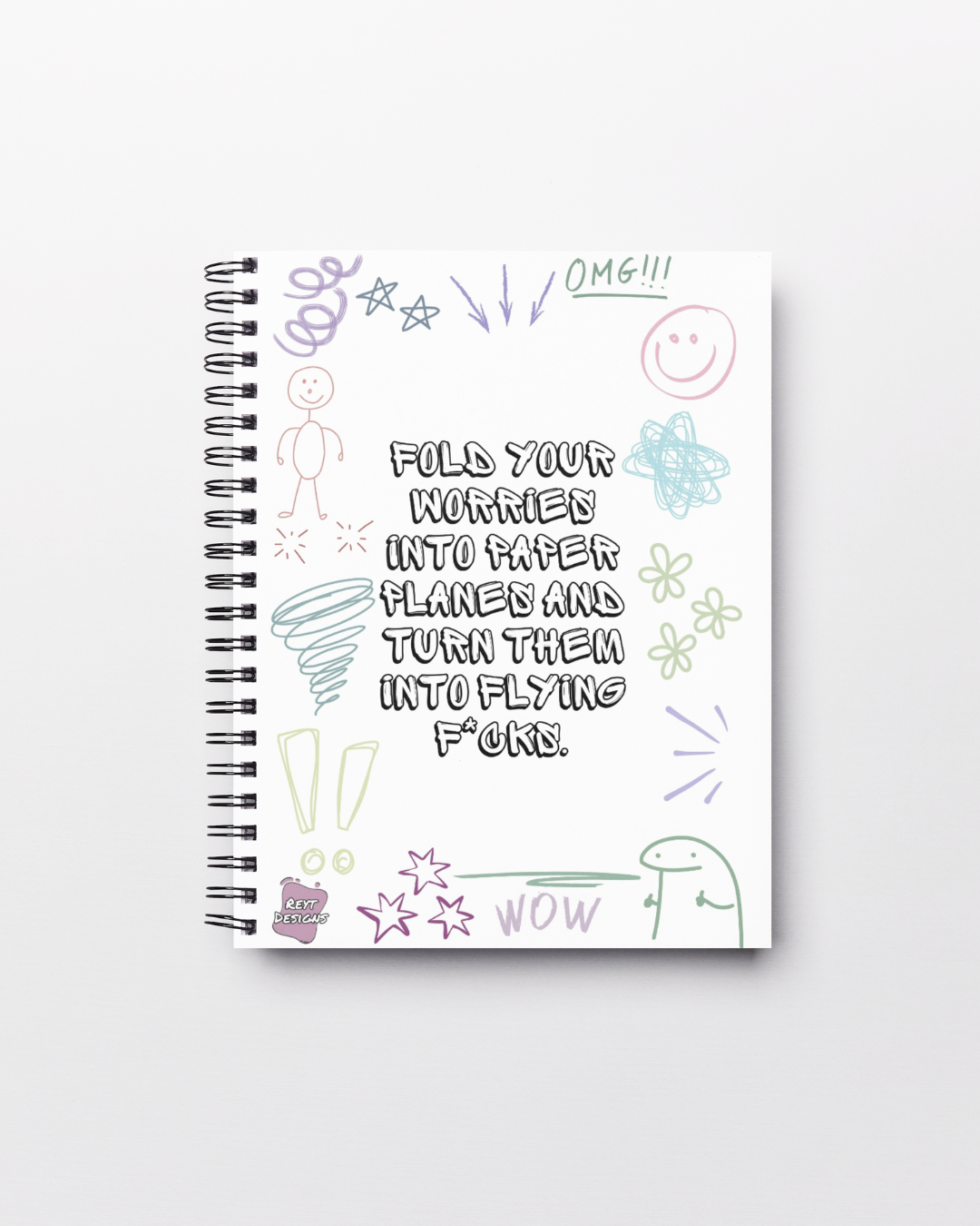 Fold your worries into paper planes and turn them into flying fucks - Lined Notebook