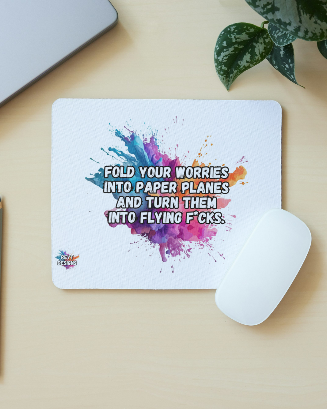Fold your worries into paper planes and turn them into flying fucks - Mouse Mat