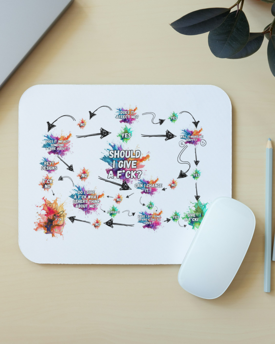 Should I Give a F*ck Funny Flow Chart - Mouse Mat