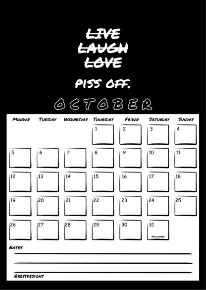 2026 Wall Calendar with Sweary Live Laugh Love Slogans