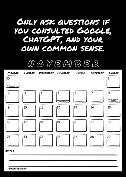 2026 Wall Calendar with Work (In)appropriate Slogans