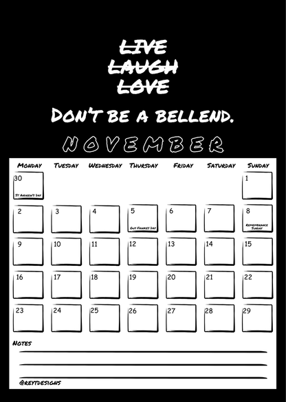 2026 Wall Calendar with Sweary Live Laugh Love Slogans