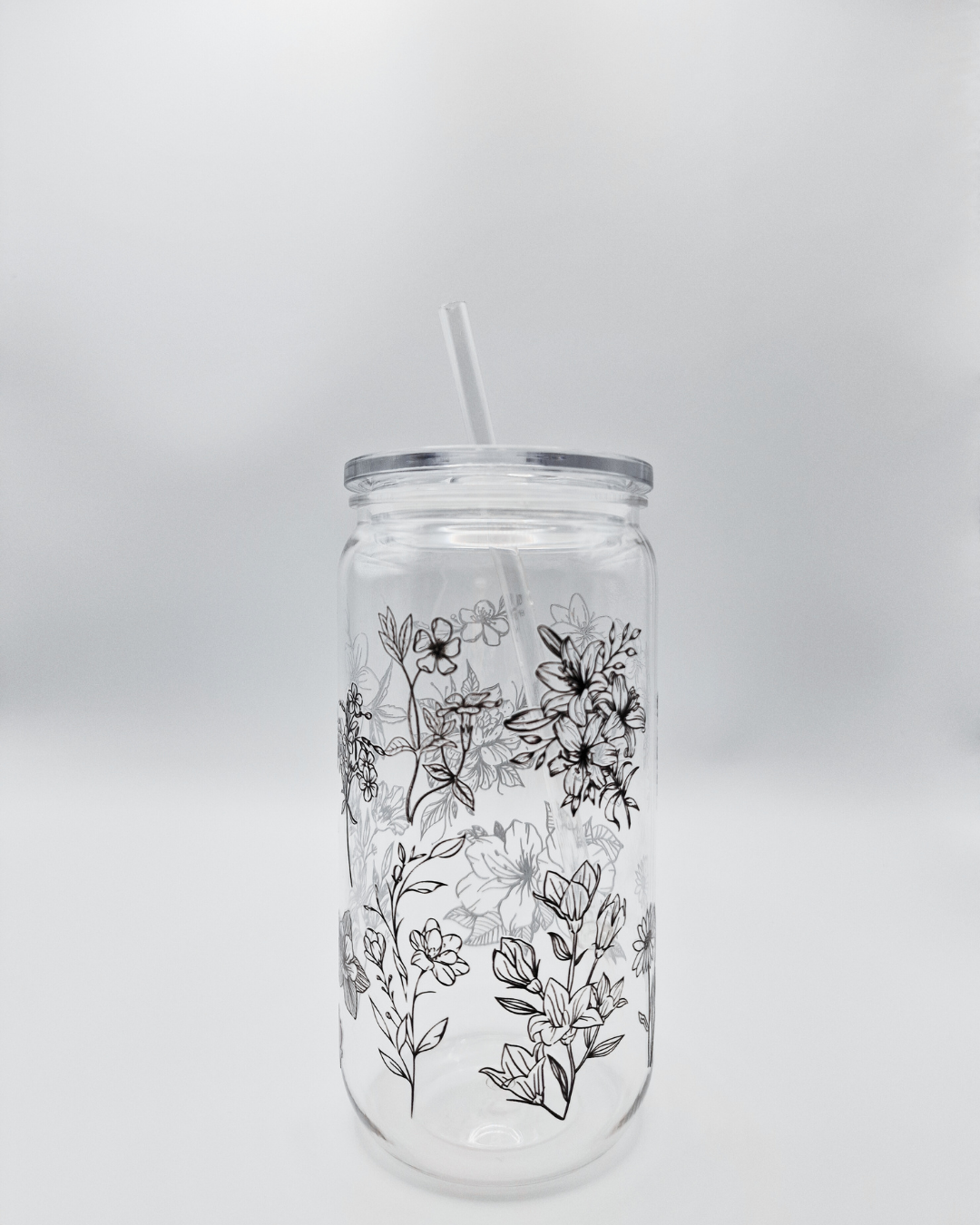 Black Flowers - Plastic Libby Cup