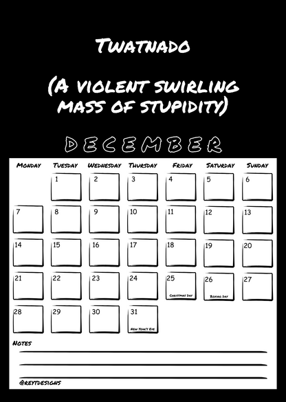 2026 Wall Calendar with Invented Swear Words