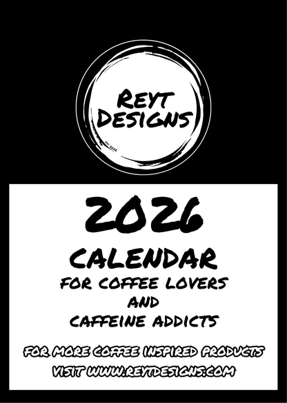 2026 Wall Calendar with Coffee Quotes and Doodles
