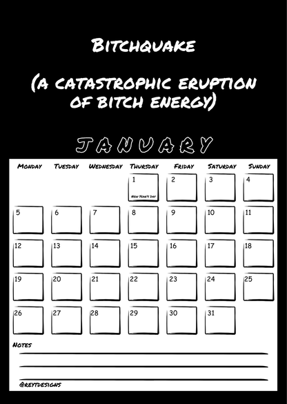 2026 Wall Calendar with Invented Swear Words