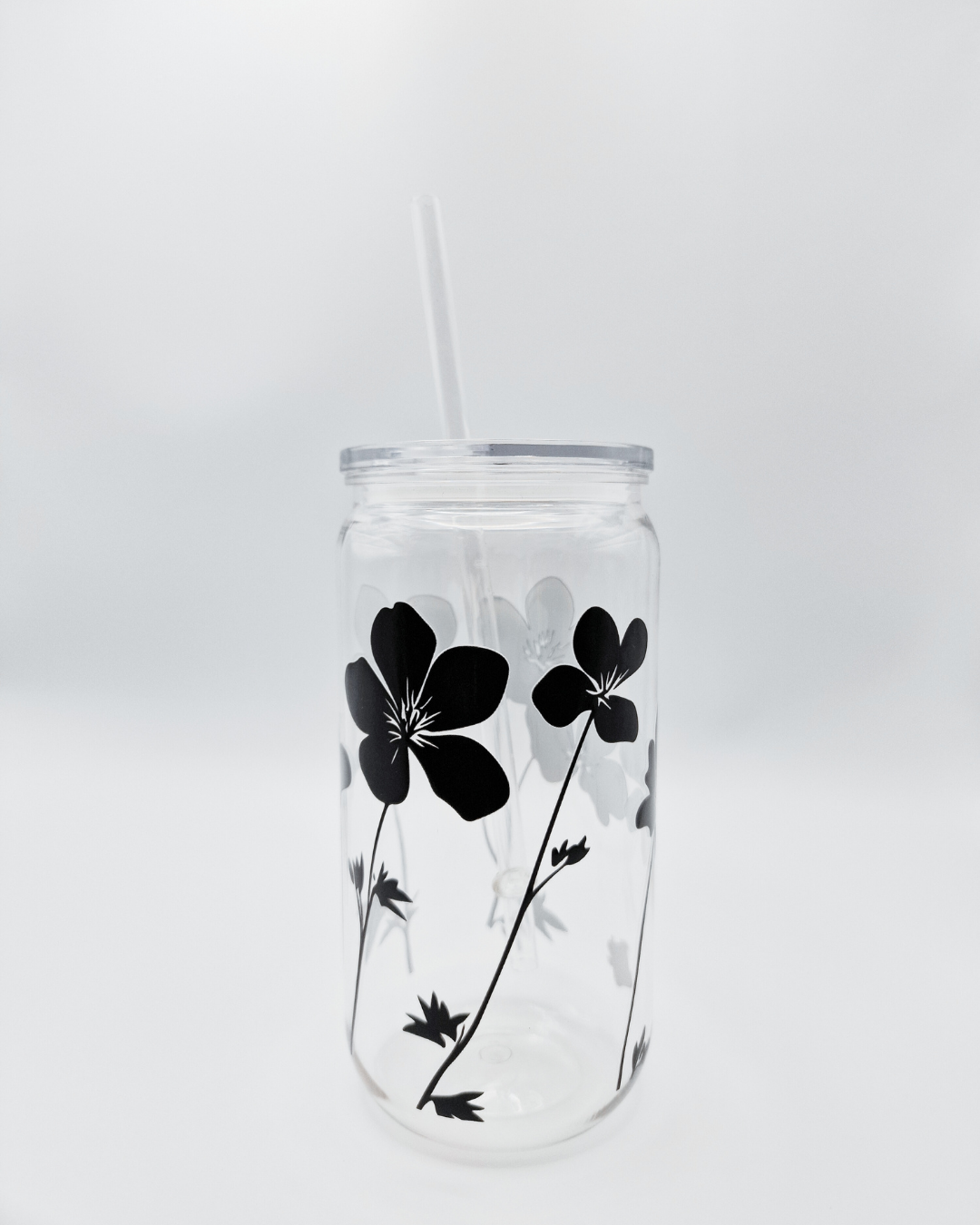Black Wild Flowers - Plastic Libby Cup
