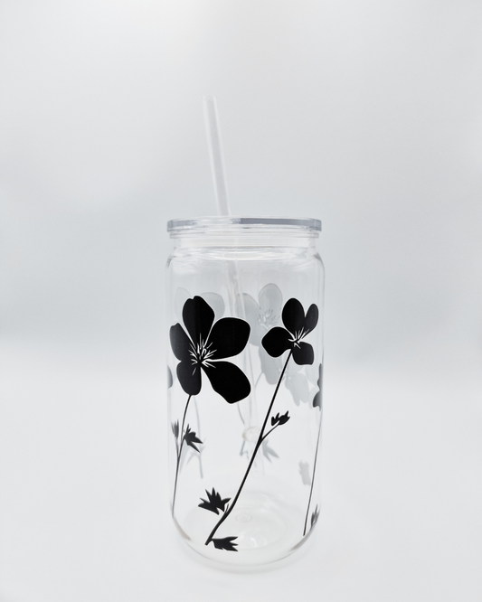 Black Wild Flowers - Plastic Libby Cup