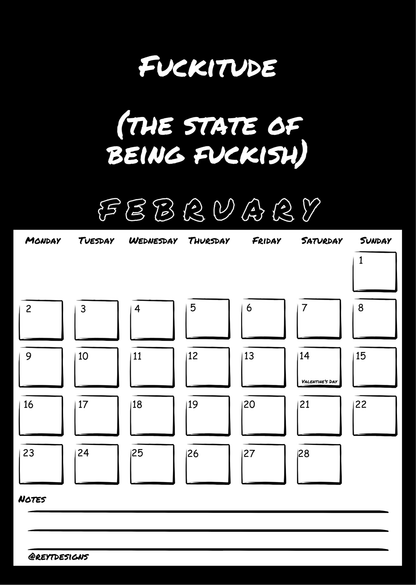 2026 Wall Calendar with Invented Swear Words