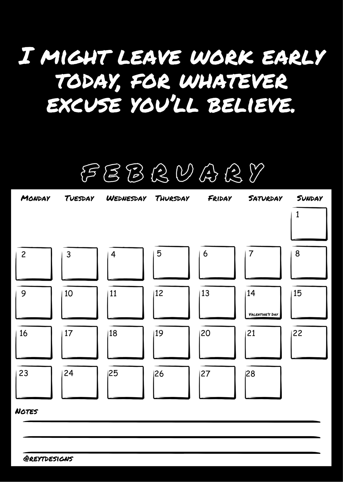 2026 Wall Calendar with Work (In)appropriate Slogans