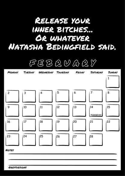 2026 Wall Calendar with Sweary Slogans