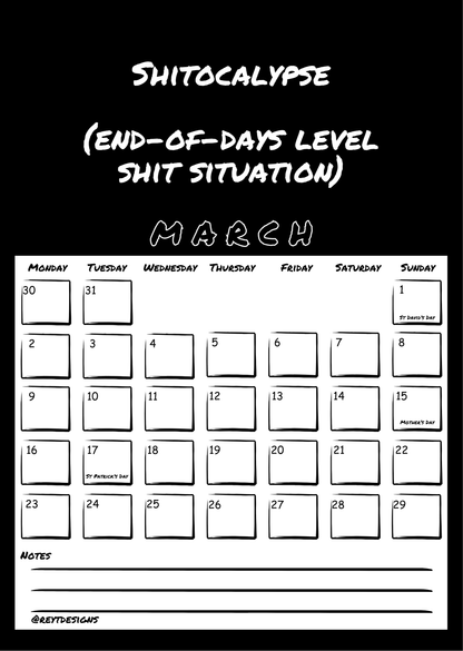 2026 Wall Calendar with Invented Swear Words