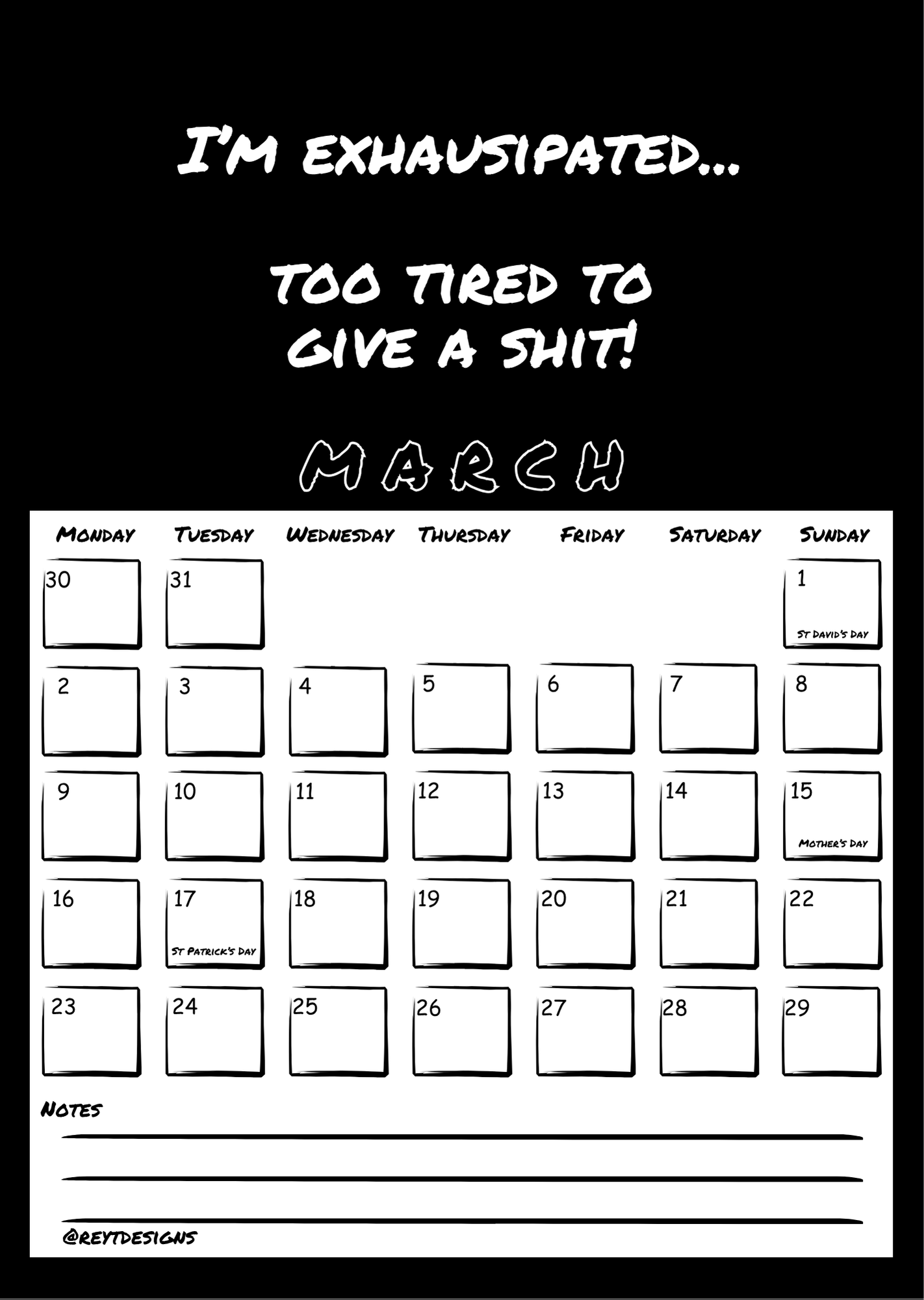 2026 Wall Calendar with Sweary Slogans