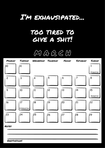 2026 Wall Calendar with Sweary Slogans