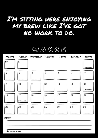 2026 Wall Calendar with Work (In)appropriate Slogans