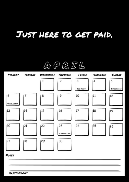 2026 Wall Calendar with Work (In)appropriate Slogans