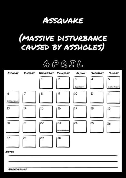 2026 Wall Calendar with Invented Swear Words