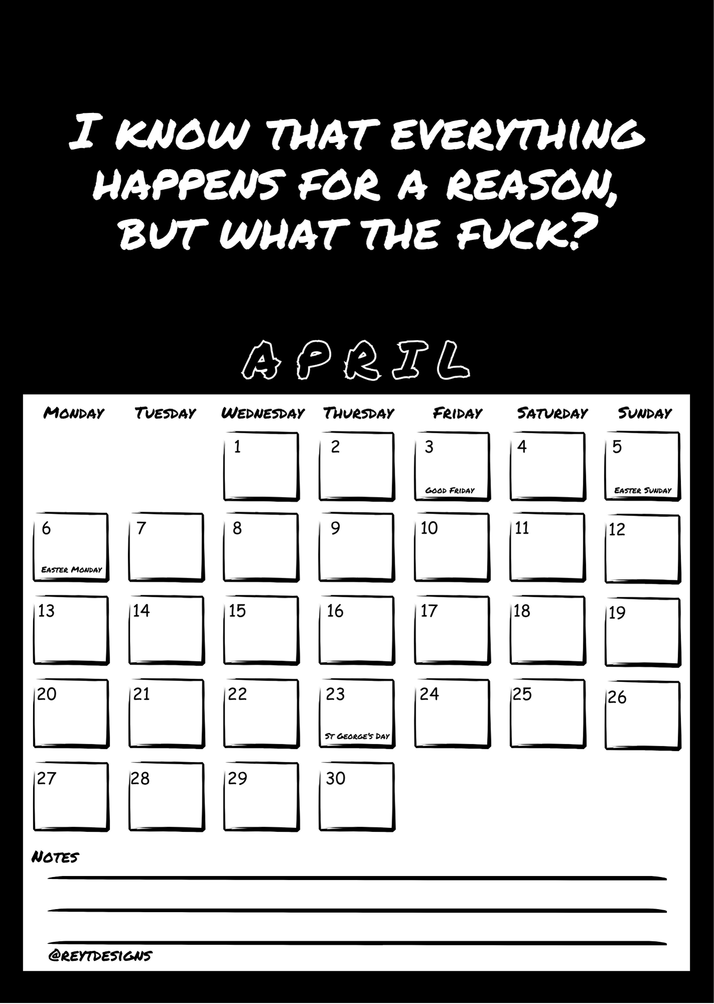 2026 Wall Calendar with Sweary Slogans