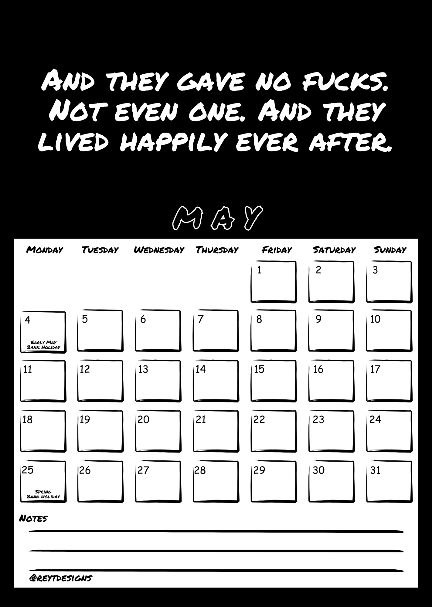 2026 Wall Calendar with Sweary Slogans