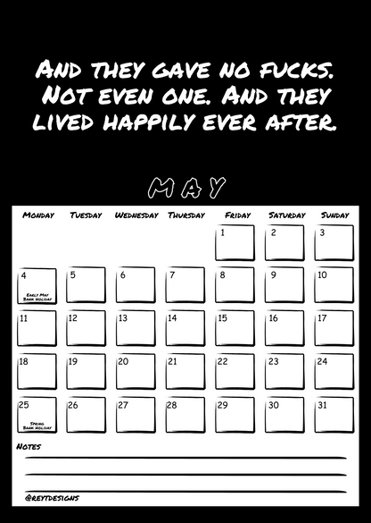 2026 Wall Calendar with Sweary Slogans