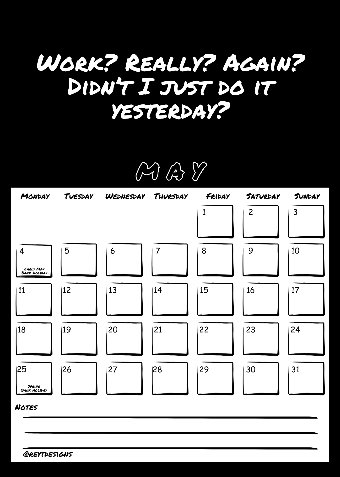 2026 Wall Calendar with Work (In)appropriate Slogans