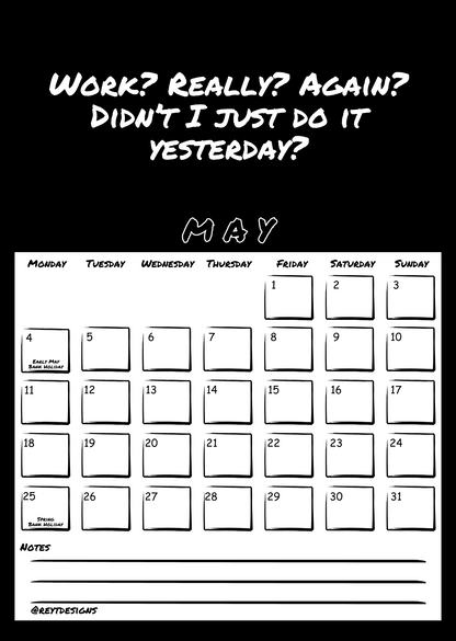 2026 Wall Calendar with Work (In)appropriate Slogans