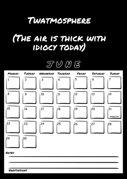 2026 Wall Calendar with Invented Swear Words