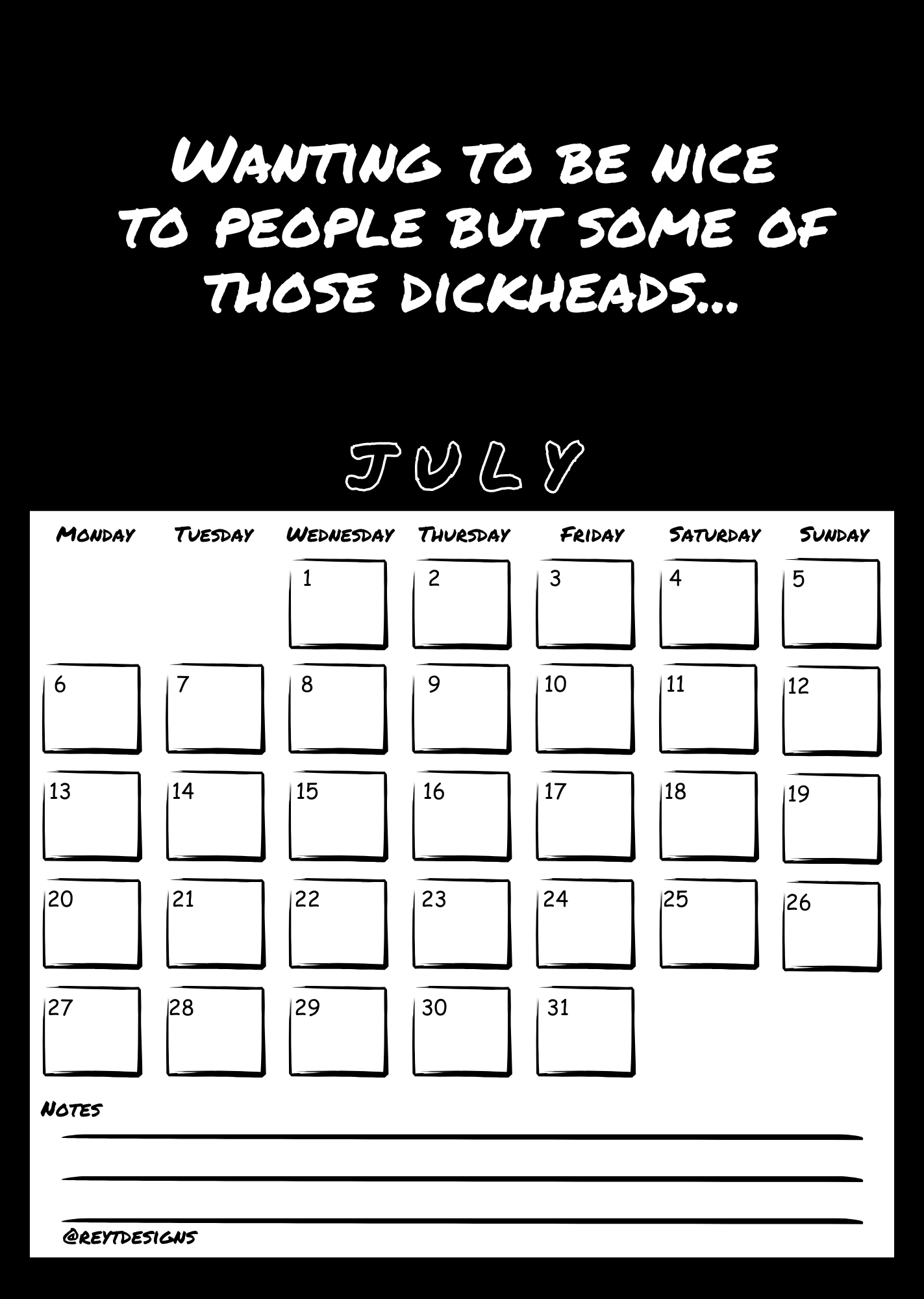 2026 Wall Calendar with Sweary Slogans