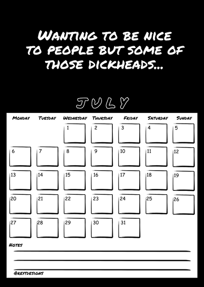 2026 Wall Calendar with Sweary Slogans