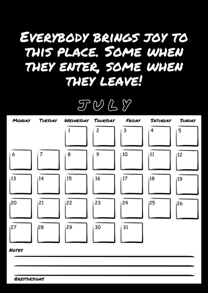 2026 Wall Calendar with Work (In)appropriate Slogans