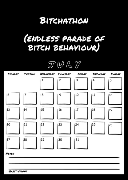 2026 Wall Calendar with Invented Swear Words