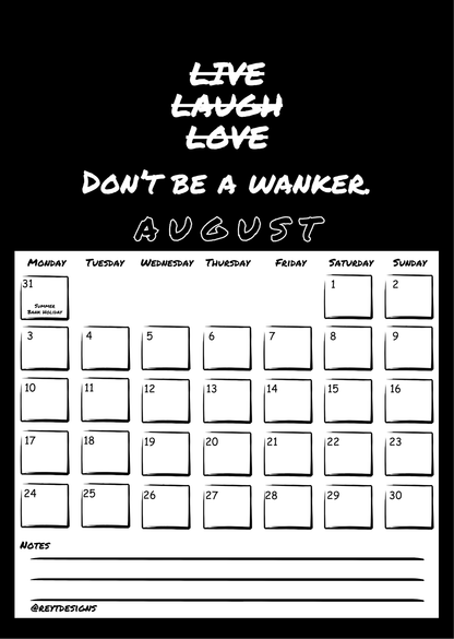 2026 Wall Calendar with Sweary Live Laugh Love Slogans