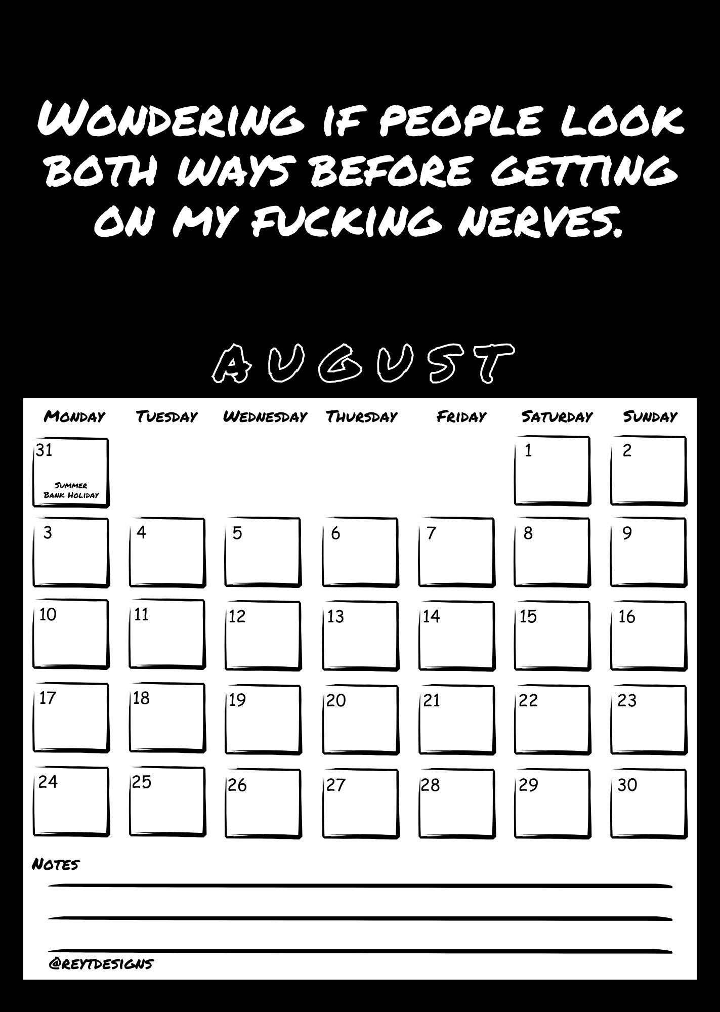 2026 Wall Calendar with Sweary Slogans