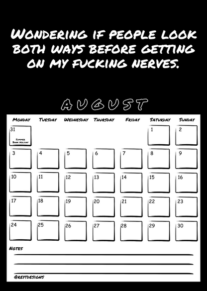 2026 Wall Calendar with Sweary Slogans