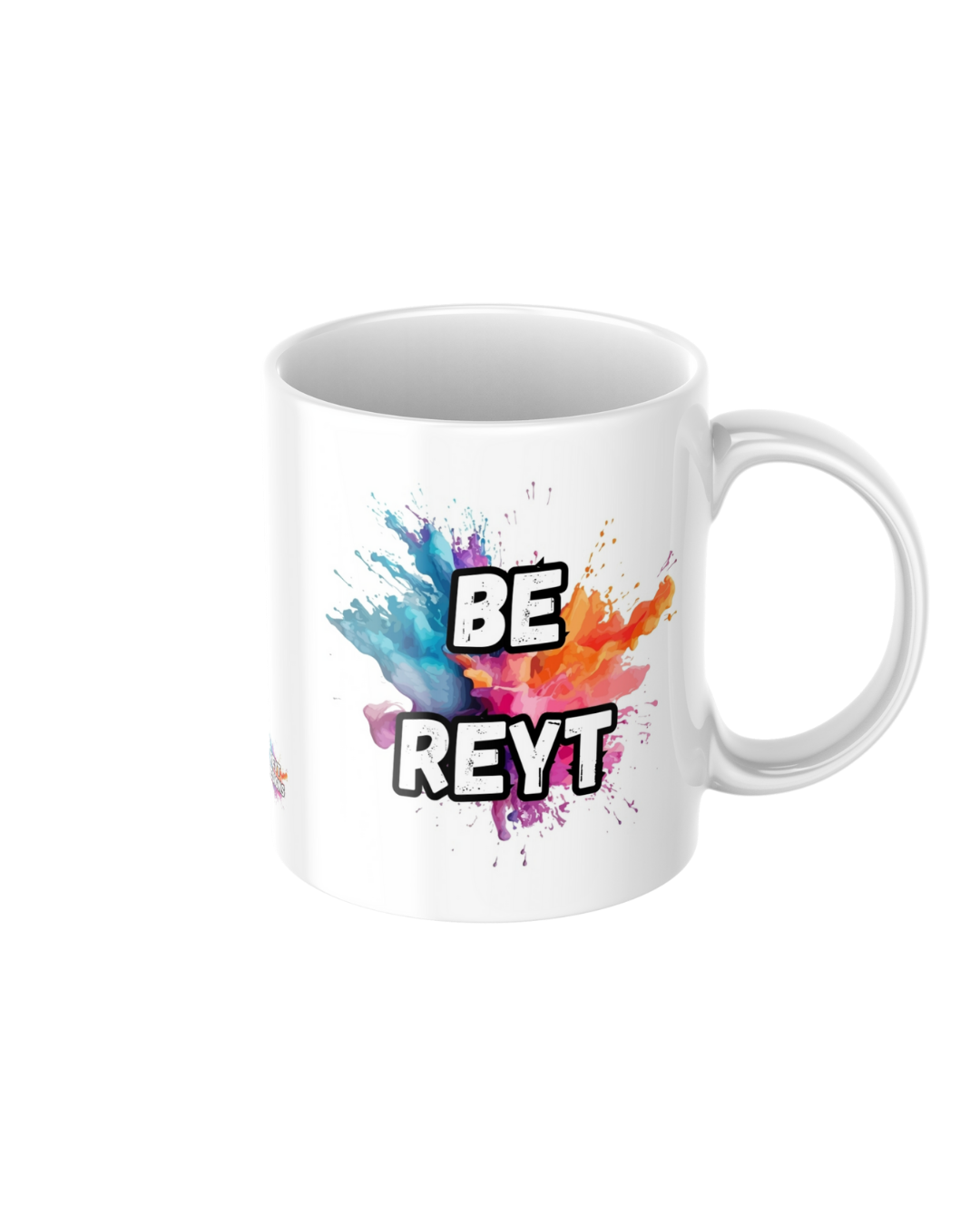 Be Reyt ceramic mug featuring a Yorkshire phrase on a glossy white mug
11oz ceramic mug with Be Reyt text printed on both sides
Yorkshire saying coffee mug for tea and coffee lovers