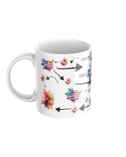 Give a f*ck flow chart funny ceramic mug
11oz glossy ceramic mug with sweary humour printed on both sides
Sarcastic coffee mug for tea and coffee lovers