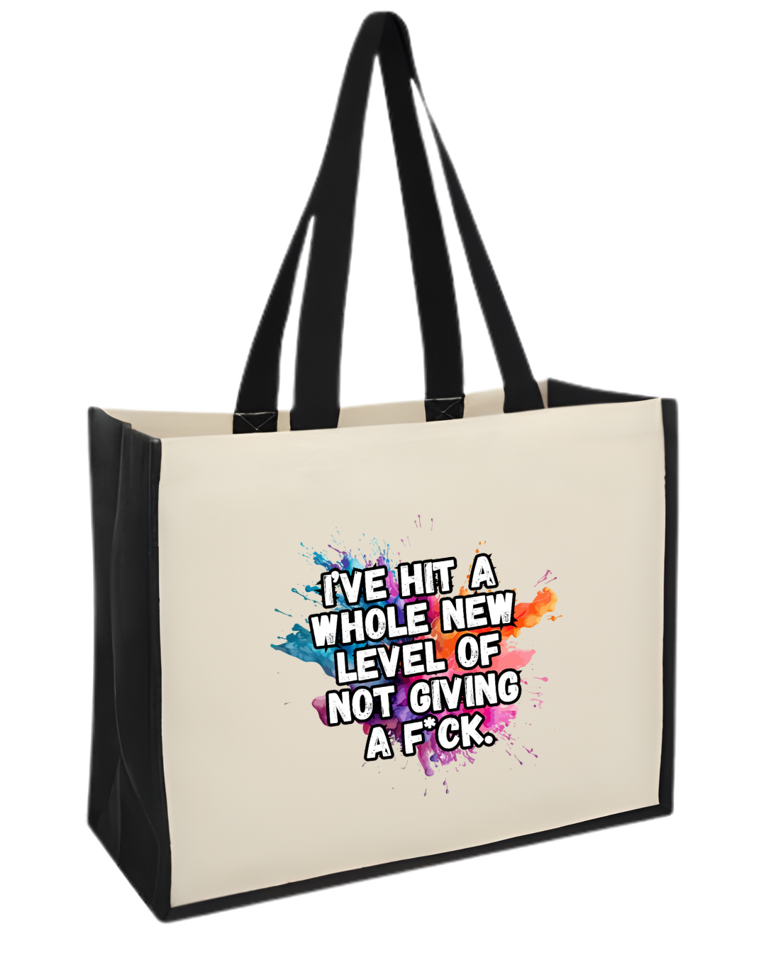 Maxi jute shopper bag with the quote I’ve hit a whole level of not giving a f*ck