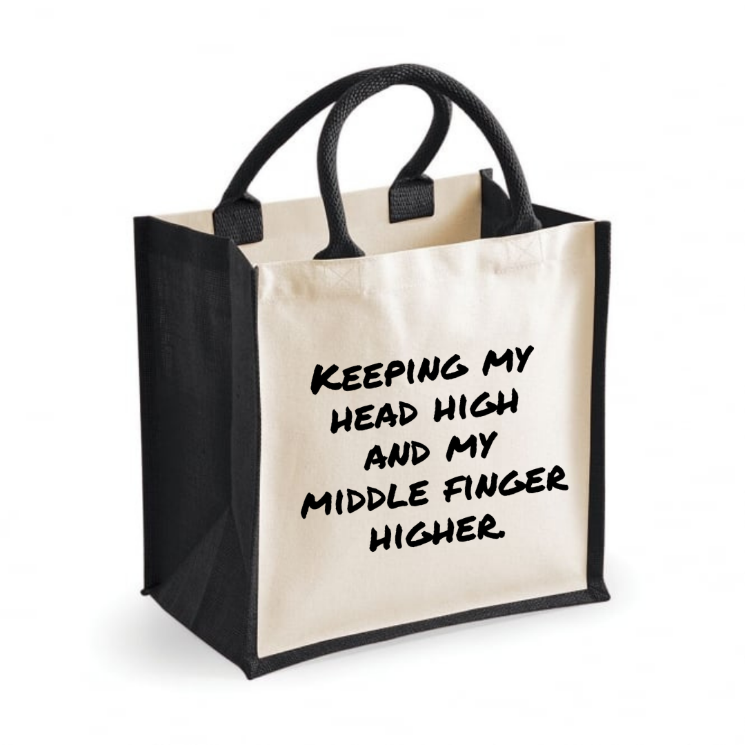 Keeping my head high and my middle finger higher - Midi Shopper Tote Bag