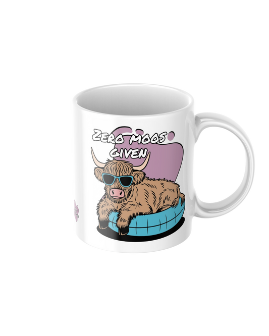 Zero Moos Given – Funny Ceramic Highland Cow Mug