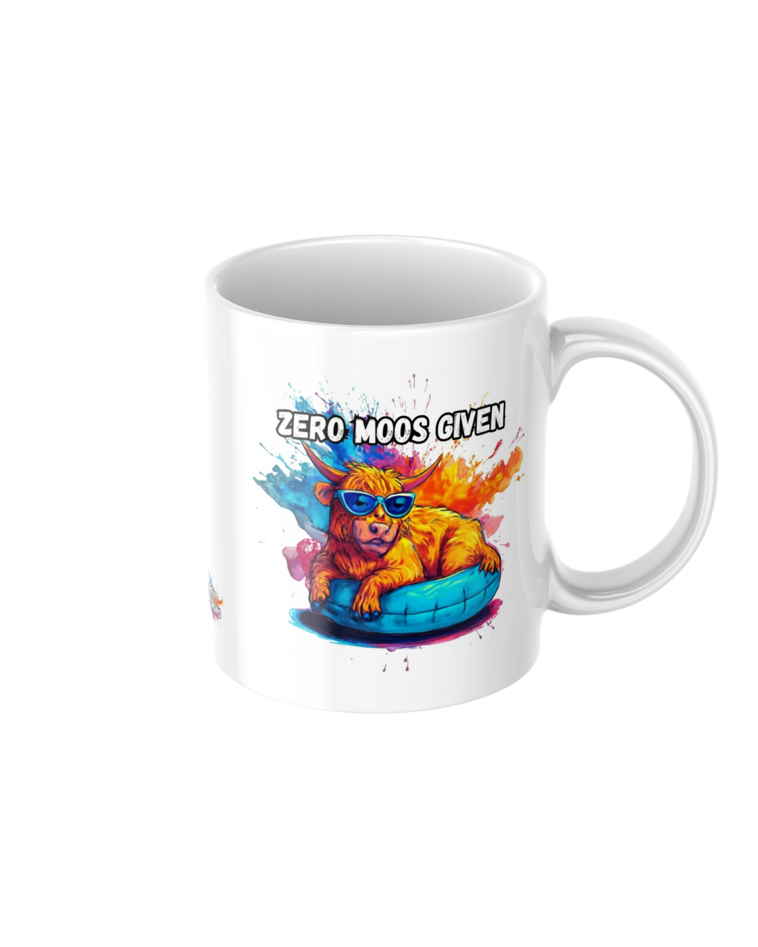 Zero moos given funny ceramic Highland cow mug
11oz glossy ceramic mug with Highland cow and humour printed on both sides
Funny coffee mug for tea, coffee, and animal lovers