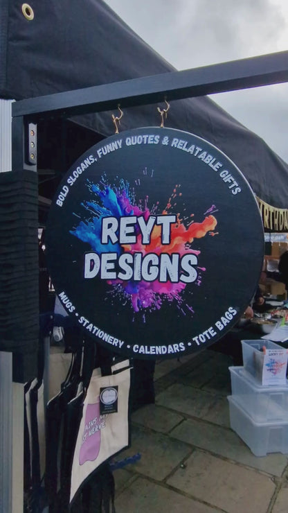 Handmade double-sided bamboo gazebo sign displayed on market stall gazebo, fully personalised